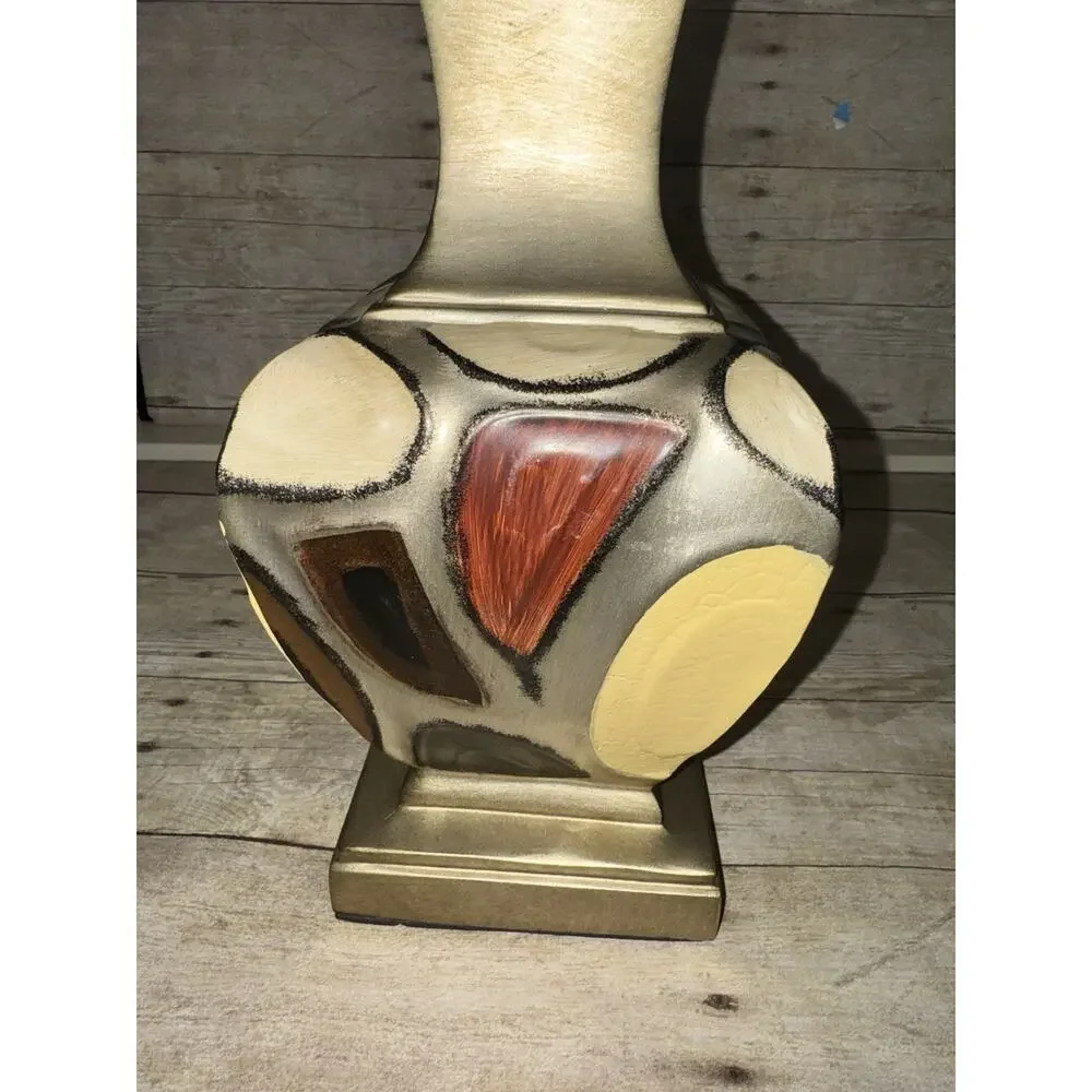 Decorative Lamp Gold With Neutral Color Accents 21” Tall With No Lamp Shade